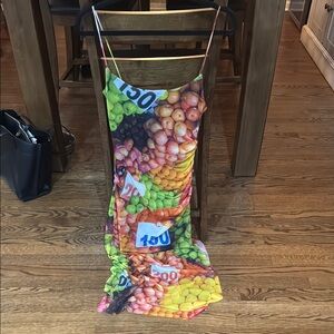 Zara fruit print mesh maxi dress